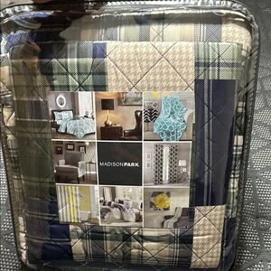Madison Park Plaid Quilt Set - Blue Green and Tan